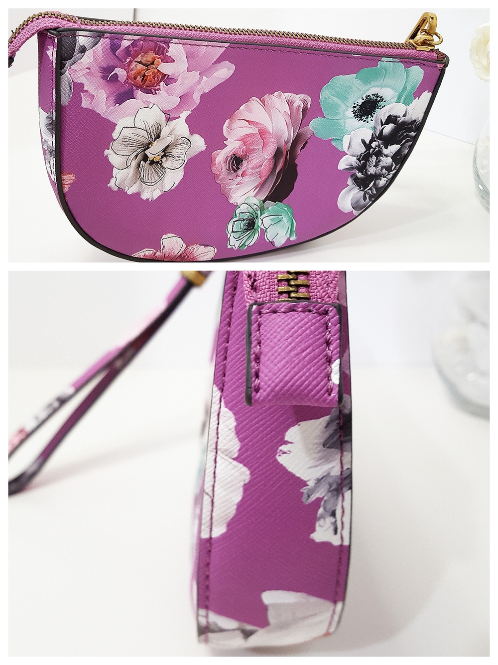 LOVE & LORE🌺NWOT Purple Floral Wristlet Clutch|Cosmetic Case|Travel - Picture 3 of 7